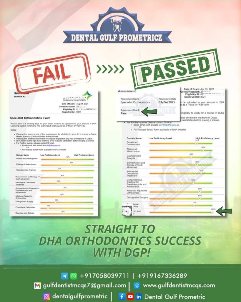 DHA ORTHODONTICS PROMETRIC EXAM
