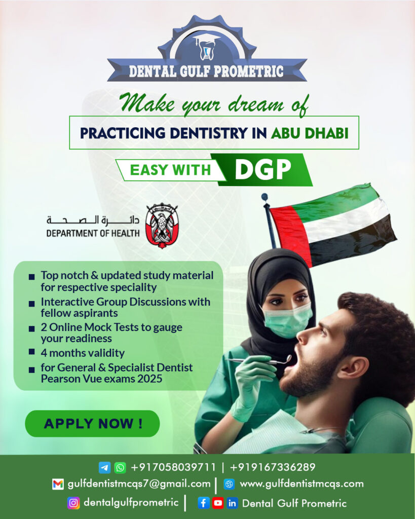 Practice Dentistry in Abu Dhabi - DOH/HAAD Dentist Pearson Vue Licensing exam 2025
